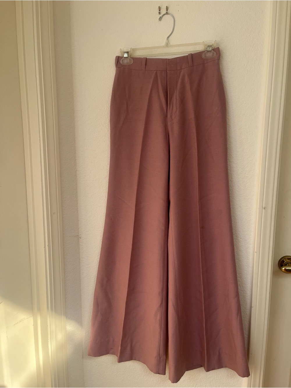 Wide Leg Women's Pants in Mauve Pink